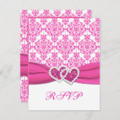 Pink and White Damask RSVP Card - NOT FOR SQ's (Front/Back)