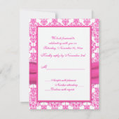 Pink and White Damask RSVP Card - NOT FOR SQ's (Back)