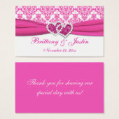Pink and White Damask Wedding Favor Tag (Front & Back)