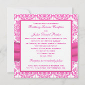 Pink and White Damask Wedding Invitation (Back)