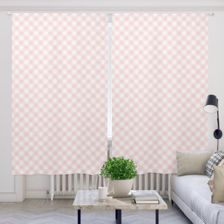 Pink and White Diagonal Gingham Plaid Pattern Blackout Curtains