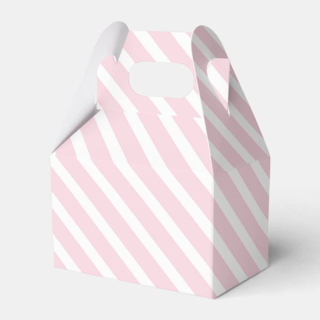 Pink and White Diagonal Striped Pattern Favor Boxes (Front Side)