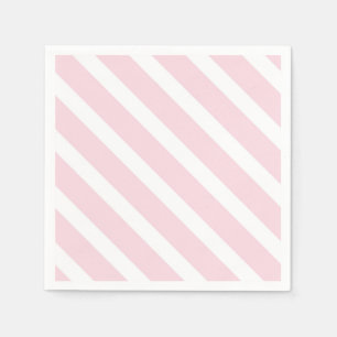 Pink and White Diagonal Striped Pattern Napkins
