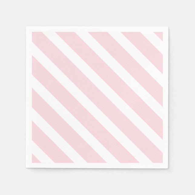 Pink and White Diagonal Striped Pattern Napkins (Front)