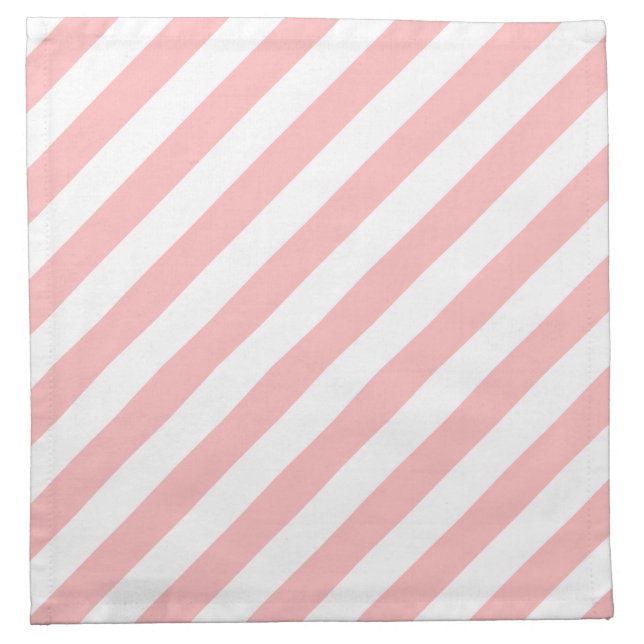 Pink and White Diagonal Stripes Pattern Cloth Napkin (Front)