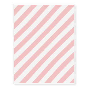 Pink and White Diagonal Stripes Pattern Temporary Tattoos