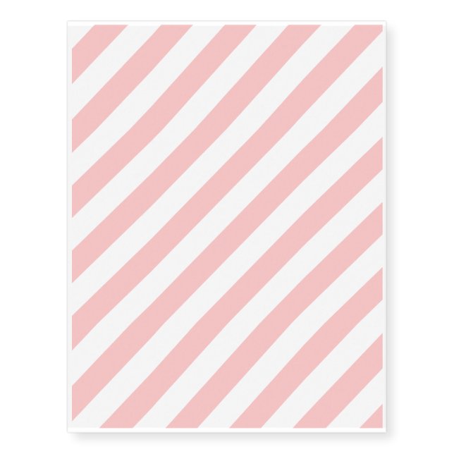 Pink and White Diagonal Stripes Pattern Temporary Tattoos (Front)