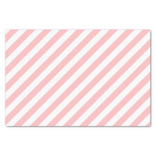 Pink and White Diagonal Stripes Pattern Tissue Paper