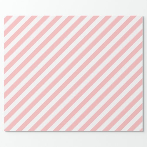 Pink and White Diagonal Stripes Pattern Wrapping Paper