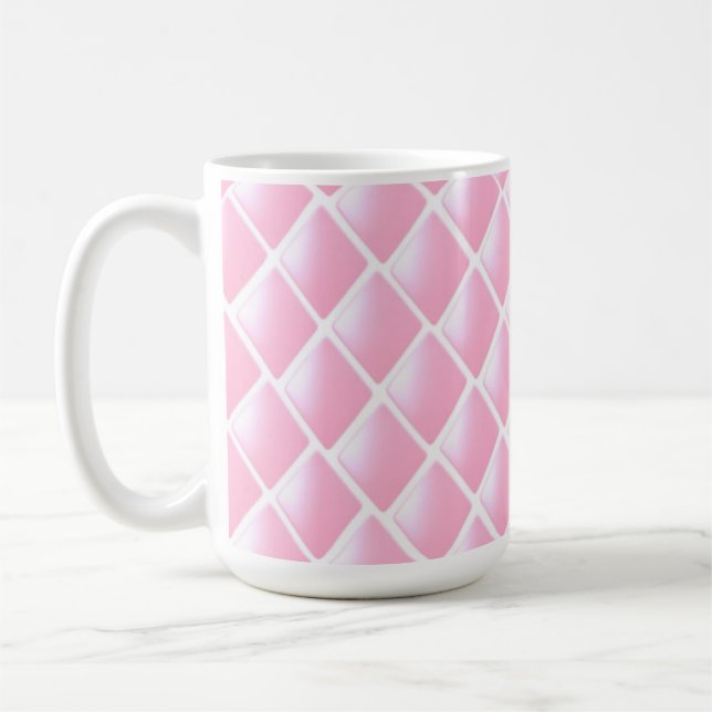 Pink And White Diamond Design Coffee Mug (Left)
