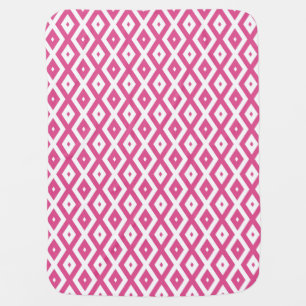 Pink and white diamond pattern baby blanket