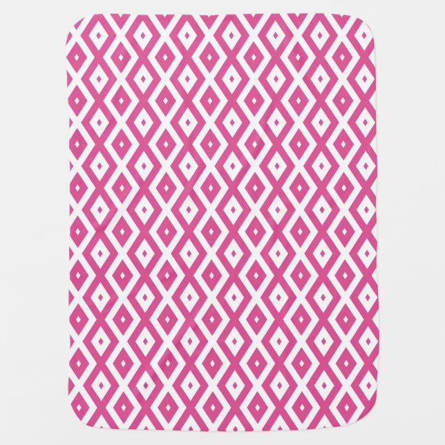Pink and white diamond pattern baby blanket (Front)