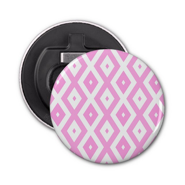 Pink and white diamond pattern bottle opener (Front)