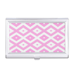 Pink and white diamond pattern business card case