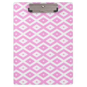 Pink and white diamond pattern clipboard