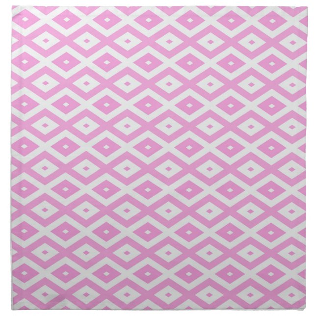Pink and white diamond pattern cloth napkin (Front)