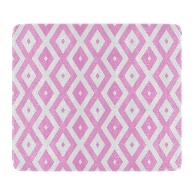 Pink and white diamond pattern cutting board (Front)