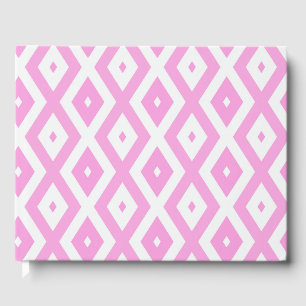Pink and white diamond pattern guest book