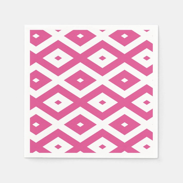 Pink and white diamond pattern napkins (Front)