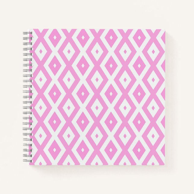 Pink and white diamond pattern notebook (Front)