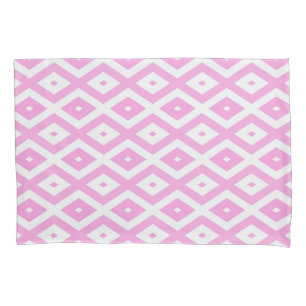 Pink and white diamond pattern pillow case