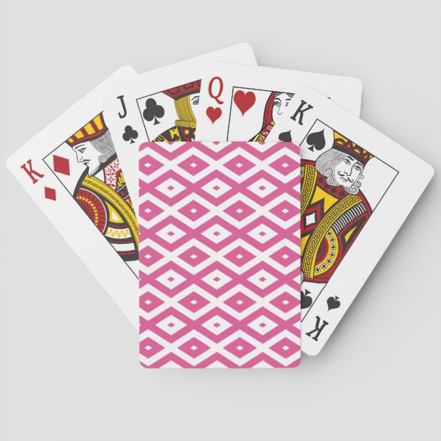 Pink and white diamond pattern poker cards (Back)