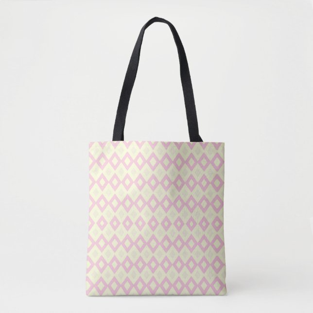 Pink and white diamond shapes on tote bag (Front)