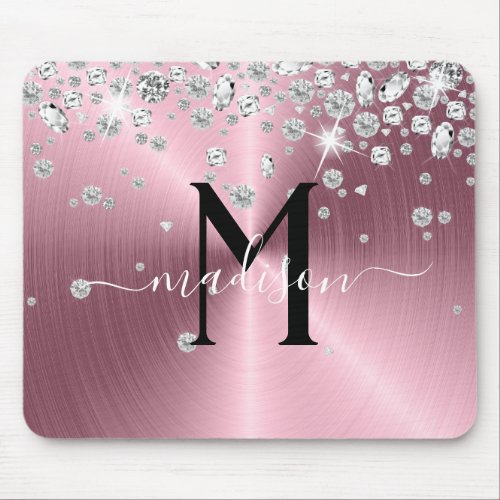 Pink and White Diamonds _ Personalized Mouse Pad