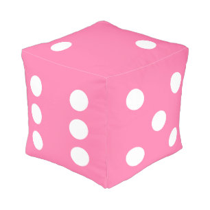 Pink and white die dice symbol pouf