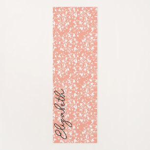 Pink and White Ditsy Floral Print Yoga Mat