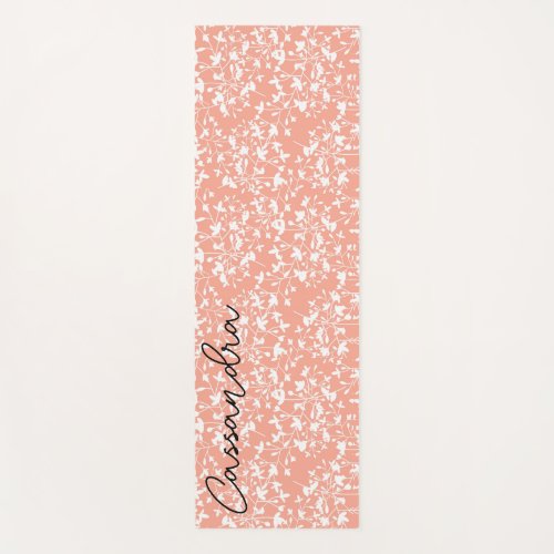 Pink and White Ditsy Floral Print Yoga Mat