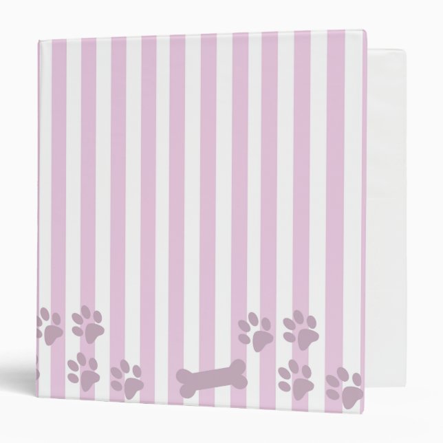 Pink And White Dog Bone Dog Print Binder (Front/Inside)
