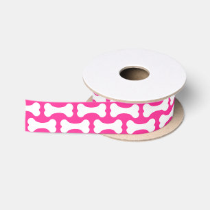Pink and white dog bones ribbon