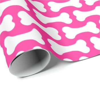 Pink And White Dog Bones Wrapping Paper by ComicDaisy at Zazzle