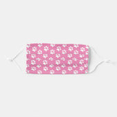 Pink and White Dog Pawprint Stencil Adult Cloth Face Mask (Front, Folded)