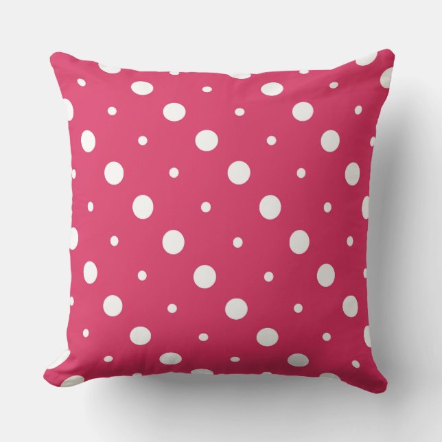 pink and white dots  throw pillow (Front)