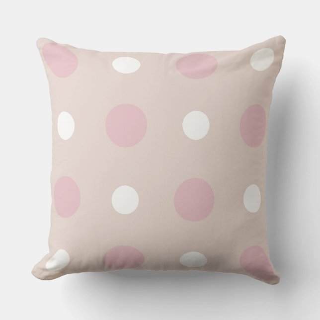Pink and white Dots Throw Pillow (Front)