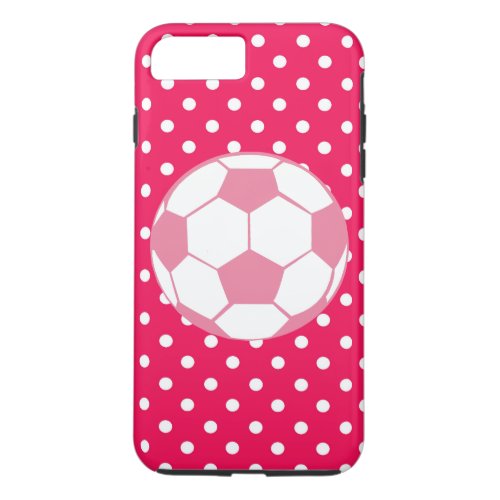 Pink and White Dots with Soccer Ball Iphone Case
