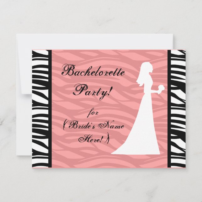 Pink and White Dress Silhouette Bachelorette Party Invitation (Front)