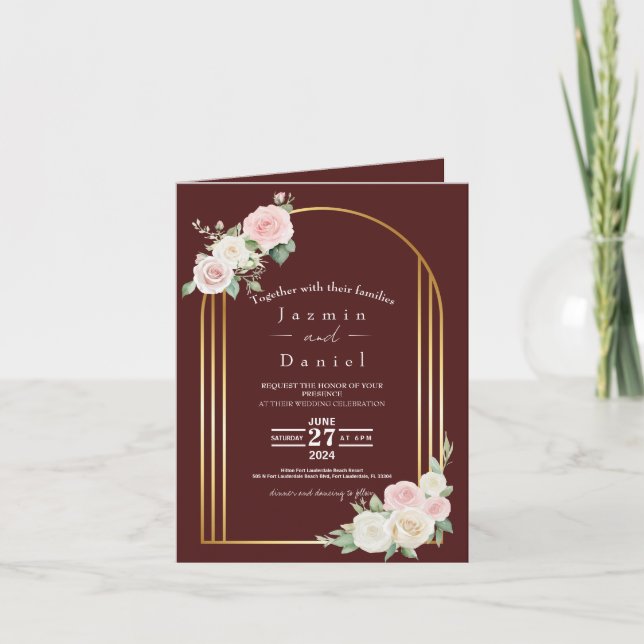 Pink And White Dusky Blooms Wedding Invitation  (Front)