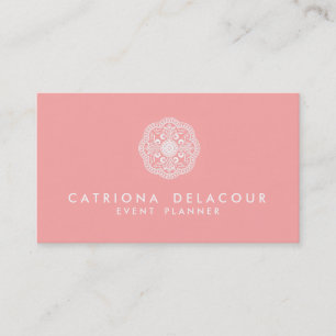Pink and White Elegant Moroccan Logo Business Card
