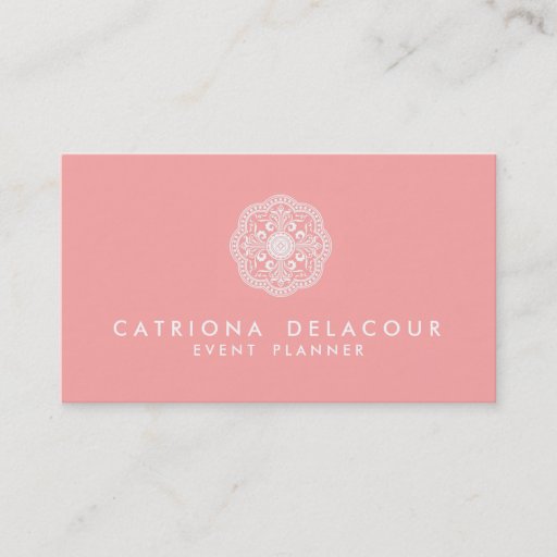 Customizable Pink and White Elegant Moroccan Logo Business Card