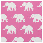Pink and White Elephant Fabric