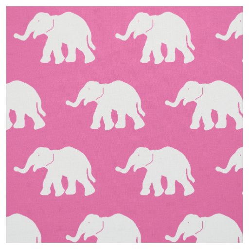 Pink and White Elephant Fabric