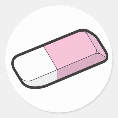 Pink And White Eraser Classic Round Sticker