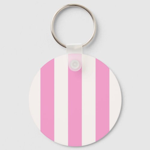 Pink and White Extra Large Stripe Pattern Keychain