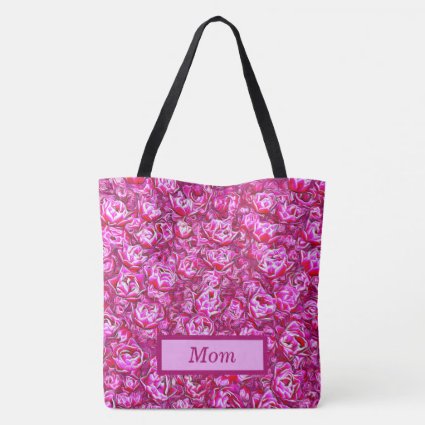 Pink and White Fancy Tulip Melange Mom Tote Bag
