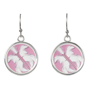 Pink And White Fantasy Butterfly Earrings
