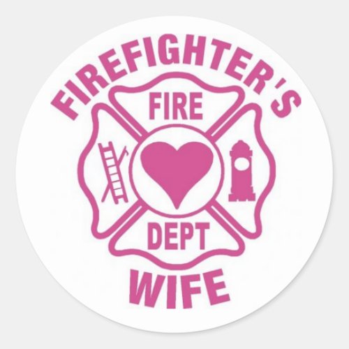 Pink and white firefighters wife sticker