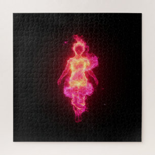 Pink and White Flaming Female Spirit in Universe Jigsaw Puzzle